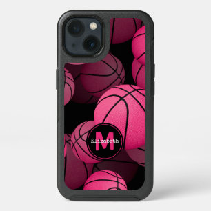pink black girly basketball personalized iPhone 13 case
