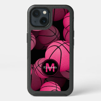 pink black girly basketball personalized iPhone 13 case