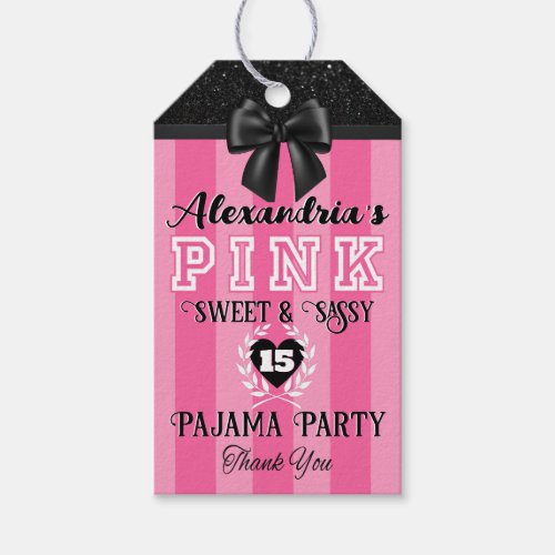  PINK  Black Girly Birthday Party Custom Age Gift Tags