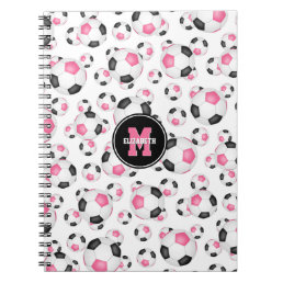 pink black girly sports pattern soccer  notebook