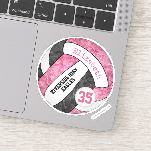 pink black girly volleyball club team colors sticker