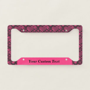 Pink Black Glam Abstract Heart Personalized License Plate Frame
