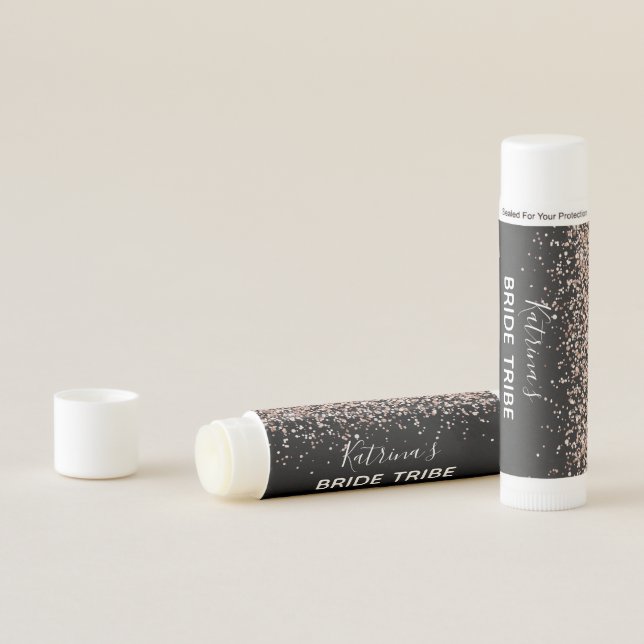 Pink Black Glitter Bachelorette Party Favor Lip Balm (In Situ)