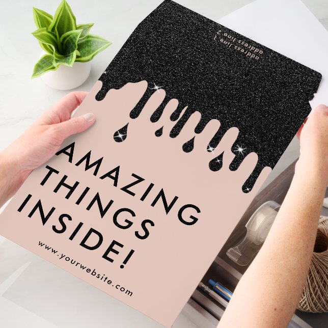 Pink Black Glitter Business Amazing Things Inside Envelope Mailers (Desk)
