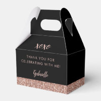 Pink Black Glitter Modern Chic Rose Gold Birthday