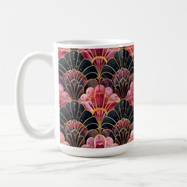 PINK BLACK GOLD ART DECO PATTERNS COFFEE MUG (Left)