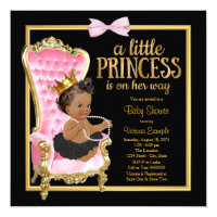 Pink Black Gold Chair Ethnic Princess Baby Shower Card