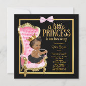 Pink Black Gold Chair Ethnic Princess Baby Shower Invitation (Front)