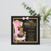 Pink Black Gold Chair Ethnic Princess Baby Shower Invitation (Standing Front)