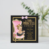 Pink Black Gold Chair Princess Baby Shower Invitation (Standing Front)
