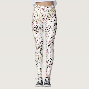Pink Black Gold Confetti Dots Leggings