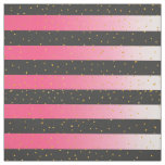Pink black gold faux glitter dots stripes pattern fabric
