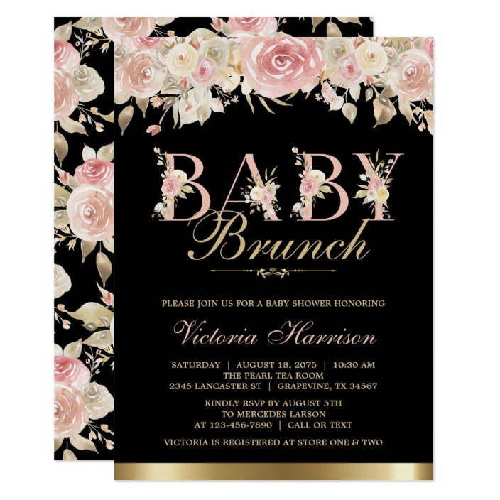 pink black and gold baby shower decorations