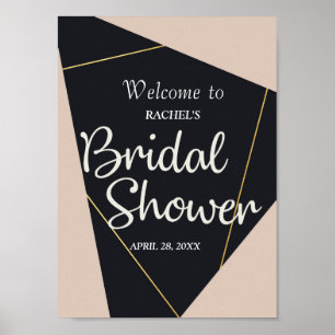 Pink black & gold geometric Bridal Shower Poster
