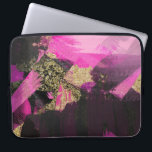 Pink Black Gold Glitter Modern Brush Glam Grunge Laptop Sleeve<br><div class="desc">Custom design</div>