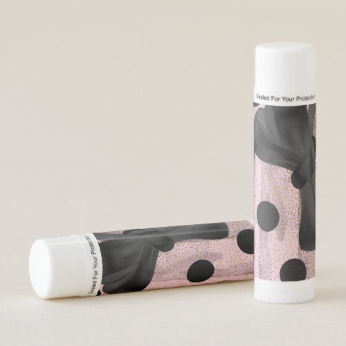 Pink Black  Gold Polka Dots Chic Bow Glam Favor Lip Balm