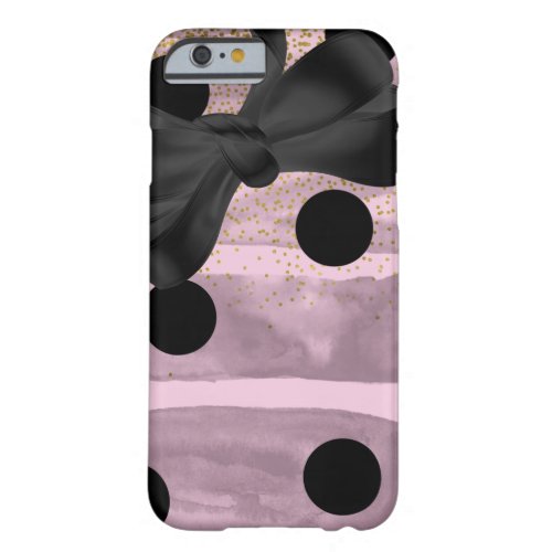 Pink  Black Gold Polka Dots Chic Bow Trendy Glam Barely There iPhone 6 Case