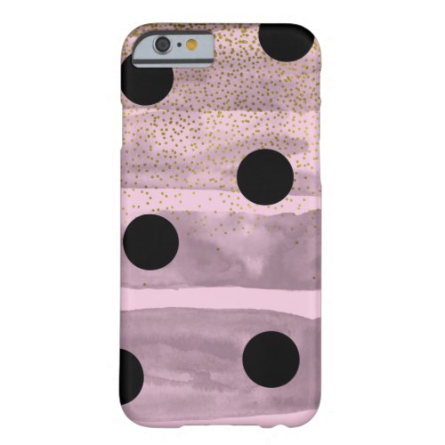 Pink  Black Gold Polka Dots Chic Bow Trendy Glam Barely There iPhone 6 Case