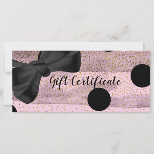 Pink  Black Gold Polka Dots Chic Gift Certificate