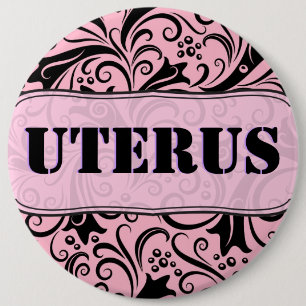 Pink & Black- GOP Uterus Obsession- Pro-Democratic Pinback Button