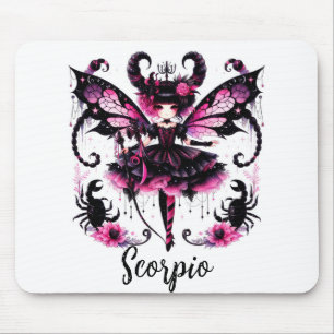Pink Black Gothic Fairy Scorpio Astrology Zodiac Mouse Pad