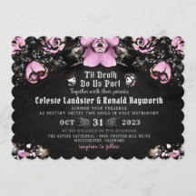 Pink & Black Gothic Roses & Skeletons Wedding