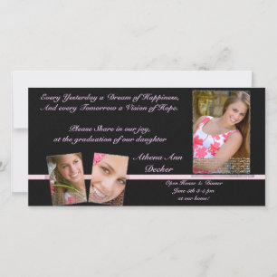 Pink & Black Graduation Annoucment & Invitation