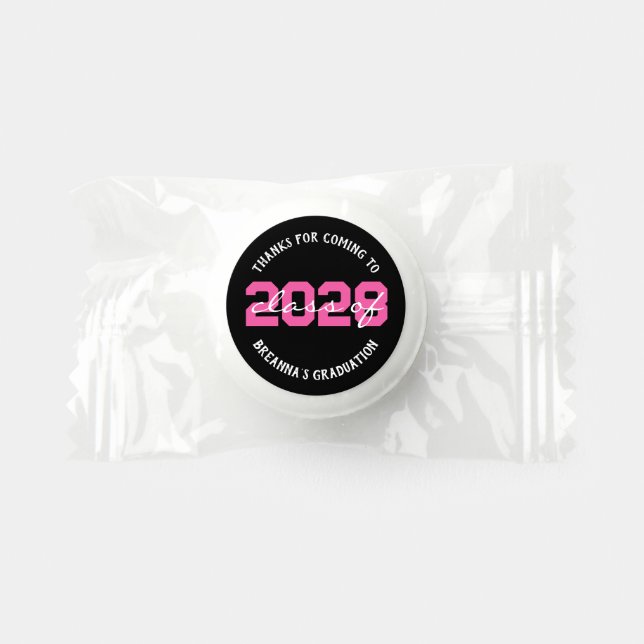 Pink & Black Graduation Class of ANY YEAR Life Saver® Mints (Front)
