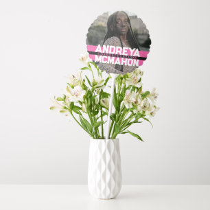 Pink & Black Graduation Photo Centerpiece Balloon