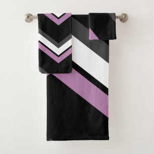 Pink, black, gray and white Chevron Bath Towel Set