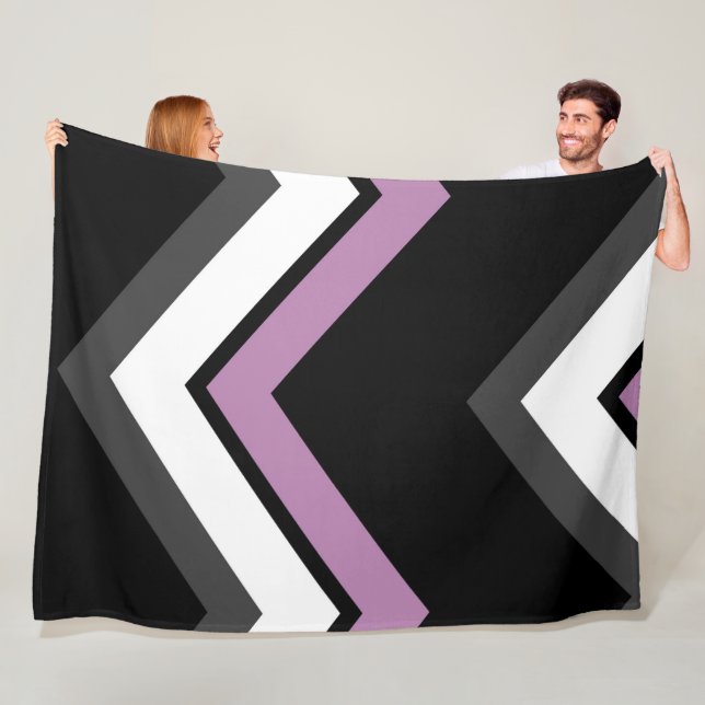 Pink, black, gray and white Chevron Fleece Blanket (In Situ)