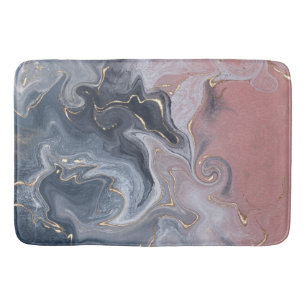 Pink Black Gray Decorative Watercolor Marble Bath Mat