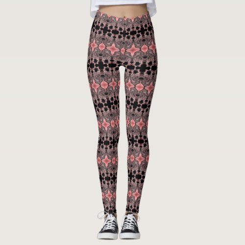 Pink black gray lace and star leggings