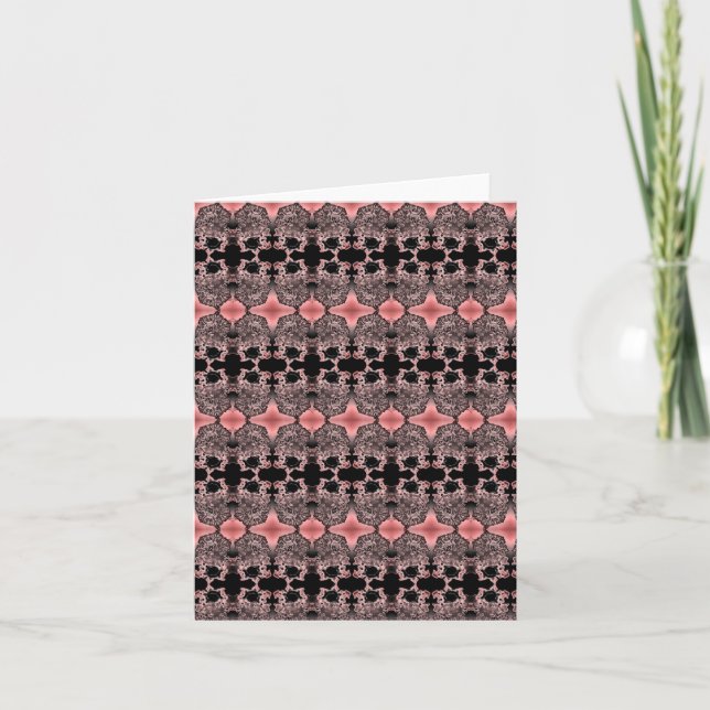 Pink, black, gray lace and star notecard (Front)