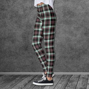 Pink Black Gray Madras Plaid Leggings by AvenueCentral at Zazzle
