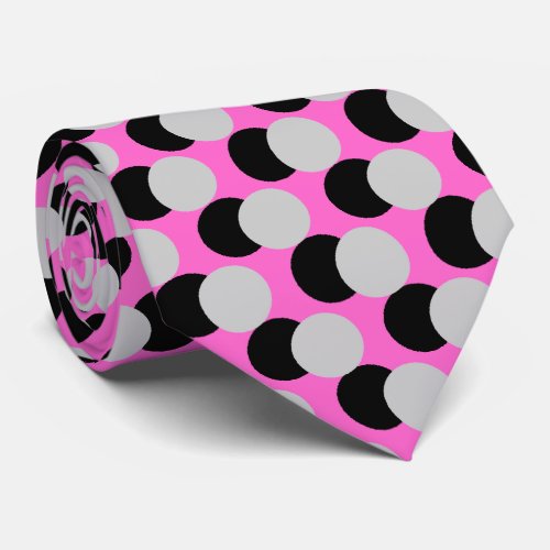 Pink Black Gray Polka Dots Pattern _ Tie