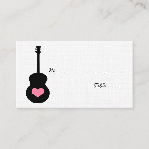 Pink/Black Guitar Heart Place Card Business Card
