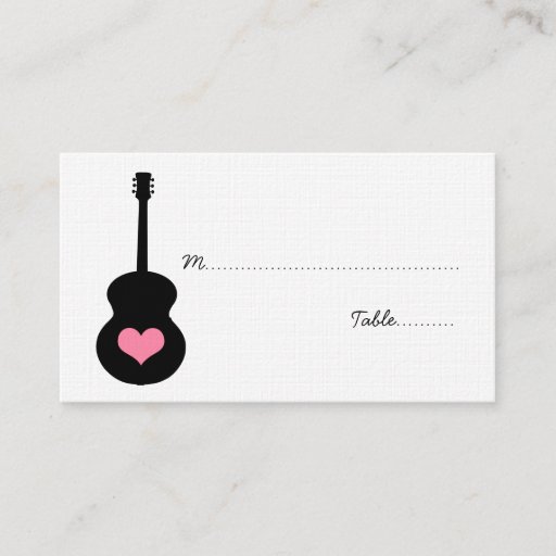 Customizable Pink/Black Guitar Heart Place Card Business Card