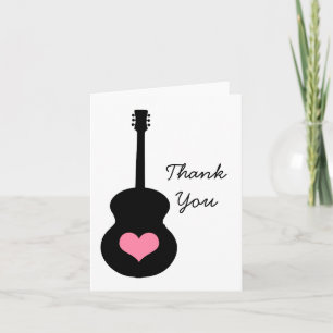 Pink/Black Guitar Heart Thank You Card