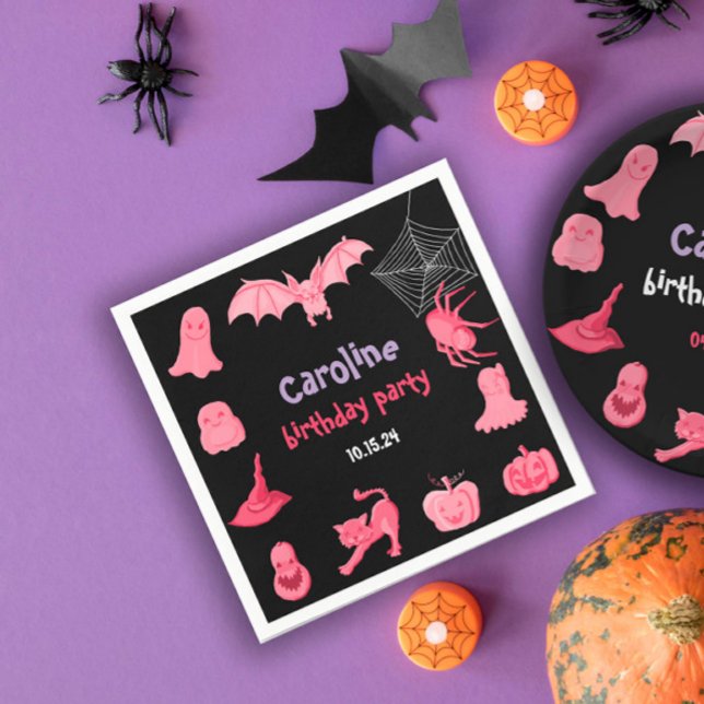 Pink black Halloween birthday party Napkin (Pink black Halloween birthday party Napkin
)