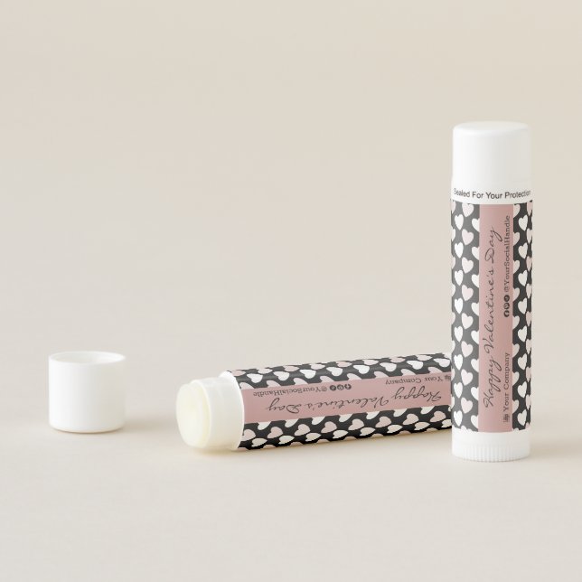 Pink Black Happy Valentine's Day Gift Lip Balm (In Situ)