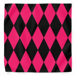 Pink Black Harlequin Diamonds Checkers Design Bandana