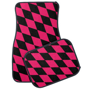 Pink Black Harlequin Diamonds Checkers Design Car Floor Mat