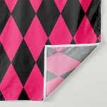 Pink Black Harlequin Diamonds Checkers Design  Fabric