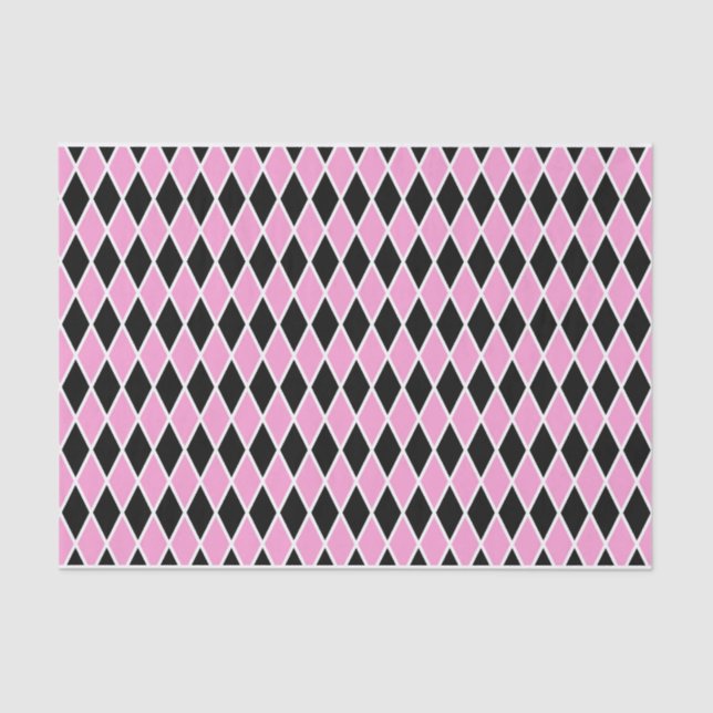 Pink Black Harlequin Tissue or Decoupage paper (Front)