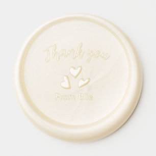 Pink black heart thank you from add name business wax seal sticker