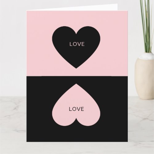 PINK  BLACK HEART Valentine  Galentine Day Card