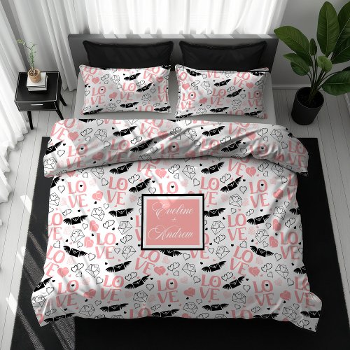 Pink Black Hearts Cute Romantic Newlywed Gift