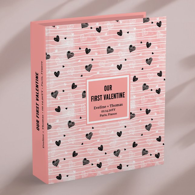 Pink Black Hearts Our First Valentine Memory Album 3 Ring Binder (Pink Black Hearts Our First Valentine Memory Album)