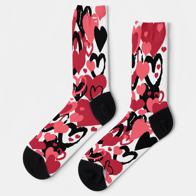pink black hearts socks (Left)